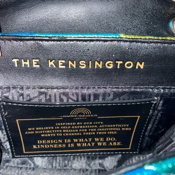 Kurt Geiger Iridescent Chevron Shoulder Bag in Purple, Blue, Teal, Silver, Gold - Picture 6 of 6